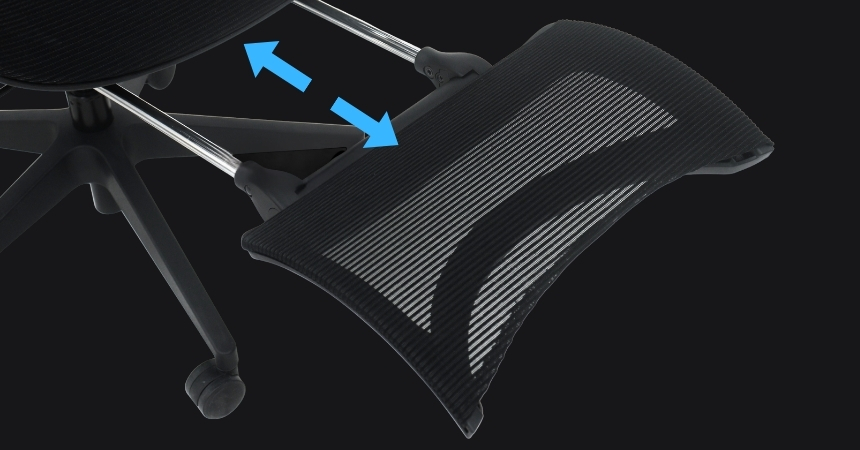 Wbudowany chowany podnóżek siatkowy w fotelu BIONIC AIR FR